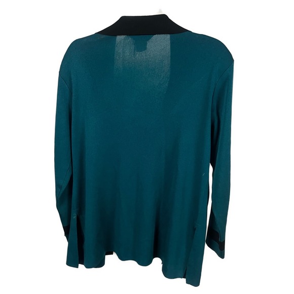 Misook Women's Colorblock Blue Knit Open Front Blazer- Size Medium Petite - Picture 1 of 5